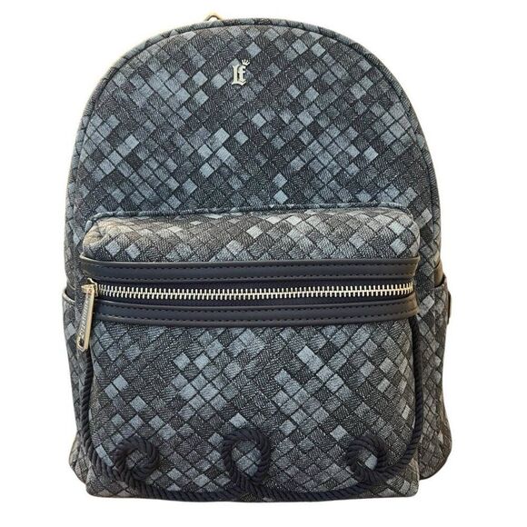 Loungefly Woven Faux Denim Blue Mini Backpack Rope Detail Convertible NWT main image 4